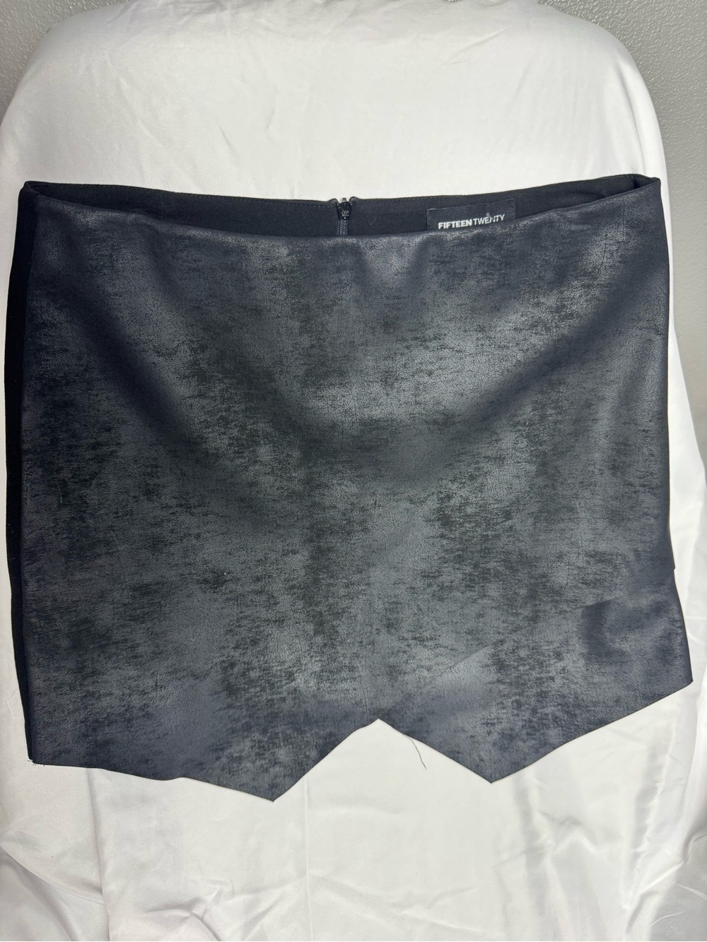Fifteen Twenty Black Textured Mini Skirt with Scalloped Hem
